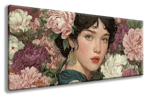 Blumenn Diamond Painting, Frau Diamond Painting Erwachsene Groß XXL 100x300cm, 5D Runder Vollbohrer Diamant Crystal Art Bastelnset, Mosaik Bastel Erwachsene für Deko Schlafzimmer, Geschenke -zzg25087V von ZZGBDWOU