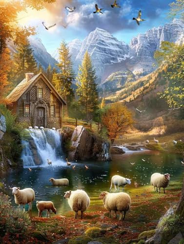 Diamond Painting Berg Diamond Painting Erwachsene, Crystal Art Landschaft Mosaik Bastelset Erwachsene Anfänger 5D DIY Full Drill Cross Stickerei Kits für Deko Wohnzimmer, Geschenke (25x35cm) -g25034D von ZZGBDWOU