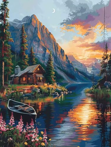 Diamond Painting Landschaft Diamond Painting Erwachsene, Crystal Art Berg Mosaik Bastelset Erwachsene Anfänger 5D DIY Full Drill Cross Stickerei Kits für Deko Wohnzimmer, Geschenke (90x120cm) -g25031O von ZZGBDWOU