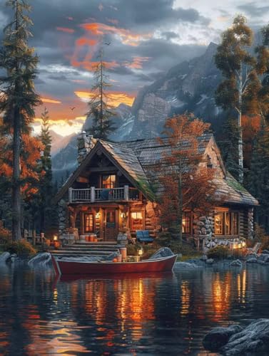 Diamond Painting Landschaft Diamond Painting Erwachsene, Crystal Art Kabine Mosaik Bastelset Erwachsene Anfänger Full Drill Cross Stickerei Kits für Deko Wohnzimmer, Geschenke (35x50cm) -g2503K2 von ZZGBDWOU