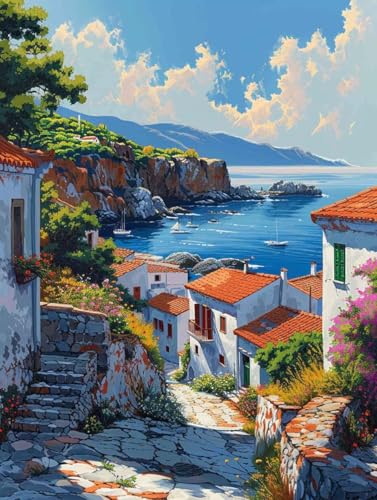 Diamond Painting Landschaft Diamond Painting Erwachsene, Crystal Art Ozean Mosaik Bastelset Erwachsene Anfänger 5D DIY Full Drill Cross Stickerei Kits für Deko Wohnzimmer, Geschenke (25x35cm) -g2503T5 von ZZGBDWOU