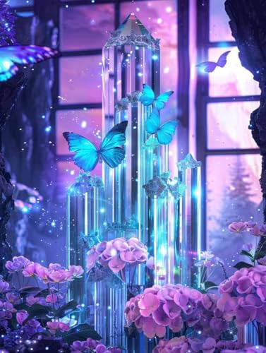 Diamond Painting Schmetterling Diamond Painting Erwachsene, Crystal Art Blume Mosaik Bastelset Erwachsene Anfänger Full Drill Cross Stickerei Kits für Deko Wohnzimmer, Geschenke (25x35cm) -g25038O8 von ZZGBDWOU