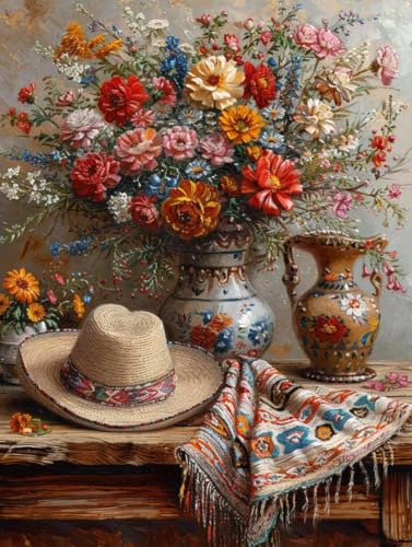Diamond Painting Vase Diamond Painting Erwachsene, Crystal Art Kunst Mosaik Bastelset Erwachsene Anfänger 5D DIY Full Drill Cross Stickerei Kits für Deko Wohnzimmer, Geschenke (50x70cm) -g2503TA von ZZGBDWOU