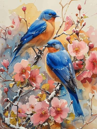 Diamond Painting Vogel Diamond Painting Erwachsene, Crystal Art Kirschblüten Mosaik Bastelset Erwachsene Anfänger Full Drill Cross Stickerei Kits für Deko Wohnzimmer, Geschenke 50cm x 70cm -g250361 von ZZGBDWOU