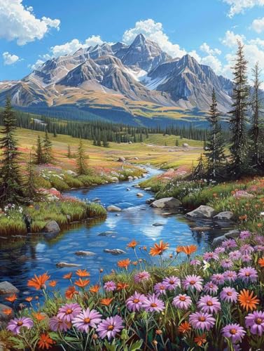 Diamond Painting XXL (20x30cm), Diamant Painting Bilder Schneeberg Crystal Art Blume Mosaik Bastelset Erwachsene Full Drill Cross Stickerei Kits für Anfänger, Deko Wohnzimmer, Geschenke -g25035Q von ZZGBDWOU