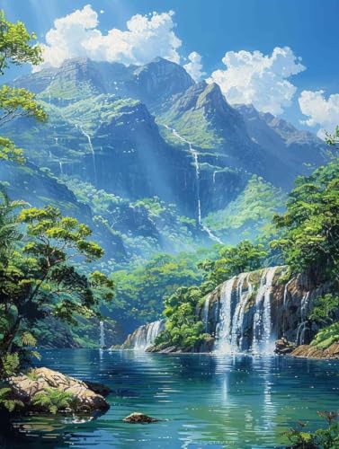 Diamond Painting XXL (30x40cm), Diamant Painting Bilder Berg Crystal Art Landschaft Mosaik Bastelset Erwachsene 5D DIY Full Drill Cross Stickerei Kits für Anfänger, Deko Wohnzimmer, Geschenke -g250307 von ZZGBDWOU