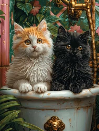 Diamond Painting XXL (30x40cm), Diamant Painting Bilder Katze Crystal Art Tier Mosaik Bastelset Erwachsene 5D DIY Full Drill Cross Stickerei Kits für Anfänger, Deko Wohnzimmer, Geschenke -g2503R1 von ZZGBDWOU