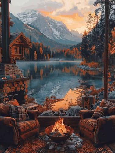 Diamond Painting XXL (40x55cm), Diamant Painting Bilder Kabine Crystal Art Landschaft Mosaik Bastelset Erwachsene Full Drill Cross Stickerei Kits für Anfänger, Deko Wohnzimmer, Geschenke -g250335 von ZZGBDWOU