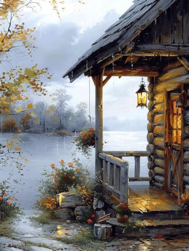 Diamond Painting XXL (60x80cm), Diamant Painting Bilder Häuser Crystal Art Landschaft Mosaik Bastelset Erwachsene Full Drill Cross Stickerei Kits für Anfänger, Deko Wohnzimmer, Geschenke -g250307 von ZZGBDWOU