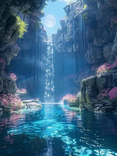 Diamond Painting XXL (80x110cm), Diamant Painting Bilder Fallen Crystal Art Landschaft Mosaik Bastelset Erwachsene Full Drill Cross Stickerei Kits für Anfänger, Deko Wohnzimmer, Geschenke -g2503OH von ZZGBDWOU