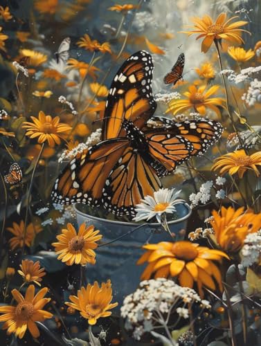 Diamond Painting XXL 100cm x 135cm, Diamant Painting Bilder Schmetterling Crystal Art Blume Mosaik Bastelset Erwachsene Full Drill Cross Stickerei Kits für Anfänger, Zimmer Deko Wohnzimmer -g2503A9 von ZZGBDWOU