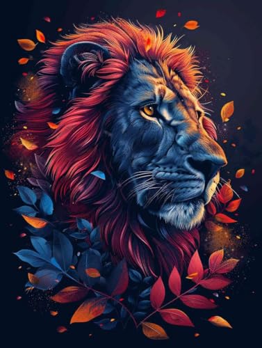 Diamond Painting XXL 20 x 30cm, Diamant Painting Bilder Löwe Crystal Art Tier Mosaik Bastelset Erwachsene 5D DIY Full Drill Cross Stickerei Kits für Anfänger, Deko Wohnzimmer, Geschenke -g2503X3 von ZZGBDWOU