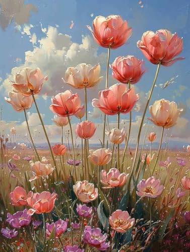 Diamond Painting XXL 30 x 40cm, Diamant Painting Bilder Blume Crystal Art Wiese Mosaik Bastelset Erwachsene 5D DIY Full Drill Cross Stickerei Kits für Anfänger, Deko Wohnzimmer, Geschenke -g250366 von ZZGBDWOU
