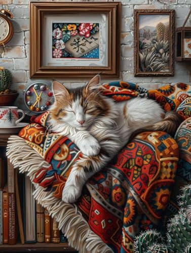 Diamond Painting XXL 30x40cm, Diamant Painting Bilder Katze Crystal Art Tier Mosaik Bastelset Erwachsene 5D DIY Full Drill Cross Stickerei Kits für Anfänger, Zimmer Deko Wohnzimmer, Geschenke -g25034T von ZZGBDWOU
