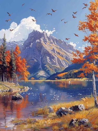 Diamond Painting XXL 40 x 55cm, Diamant Painting Bilder Landschaft Crystal Art Herbst Mosaik Bastelset Erwachsene Full Drill Cross Stickerei Kits für Anfänger, Deko Wohnzimmer, Geschenke -g25032N von ZZGBDWOU