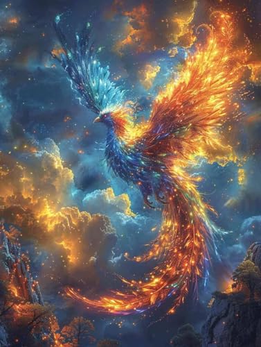 Diamond Painting XXL 40x55cm, Diamant Painting Bilder Phönix Crystal Art Himmel Mosaik Bastelset Erwachsene 5D DIY Full Drill Cross Stickerei Kits für Anfänger, Deko Wohnzimmer, Geschenke -g2503N9 Diamond Painting XXL 40x55cm, Diamant Painting Bilder Phönix Crystal Art Himmel Mosaik Bastelset Erwachsene 5D DIY Full Drill Cross Stickerei Kits für Anfänger, Deko Wohnzimmer, Geschenke -g2503N9 von ZZGBDWOU