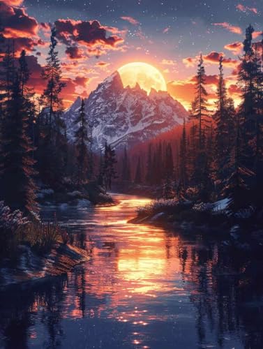 Diamond Painting XXL 60cm x 80cm, Diamant Painting Bilder Landschaft Crystal Art Wald Mosaik Bastelset Erwachsene Full Drill Cross Stickerei Kits für Anfänger, Deko Wohnzimmer, Geschenke -g25033J Diamond Painting XXL 60cm x 80cm, Diamant Painting Bilder Landschaft Crystal Art Wald Mosaik Bastelset Erwachsene Full Drill Cross Stickerei Kits für Anfänger, Deko Wohnzimmer, Geschenke -g25033J von ZZGBDWOU