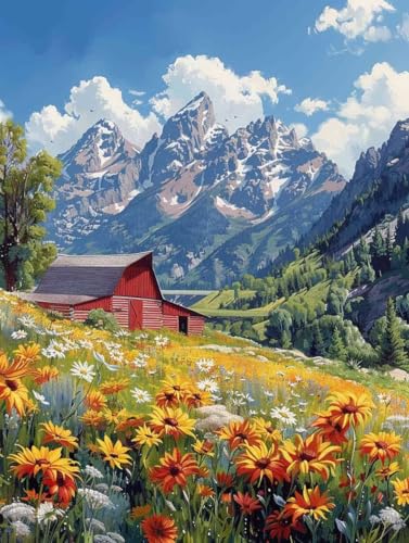 Diamond Painting XXL 80x110cm, Diamant Painting Bilder Schneeberg Crystal Art Blumenmeer Mosaik Bastelset Erwachsene Full Drill Cross Stickerei Kits für Anfänger, Deko Wohnzimmer, Geschenke -g250361 von ZZGBDWOU