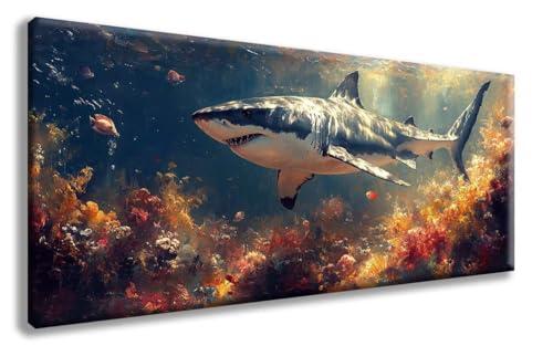 Hai Diamond Painting, Meer Diamond Painting Erwachsene Groß XXL (70x140 cm), 5D Runder Vollbohrer Diamant Crystal Art Bastelnset, Mosaik Bastel Erwachsene für Deko Schlafzimmer, Geschenke -zzg2508T9 von ZZGBDWOU