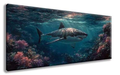 Hai Diamond Painting, Tiere Diamond Painting Erwachsene Groß XXL 70x140 cm, 5D Runder Vollbohrer Diamant Crystal Art Bastelnset, Mosaik Bastel Erwachsene für Deko Schlafzimmer, Geschenke -zzg2508F9 von ZZGBDWOU