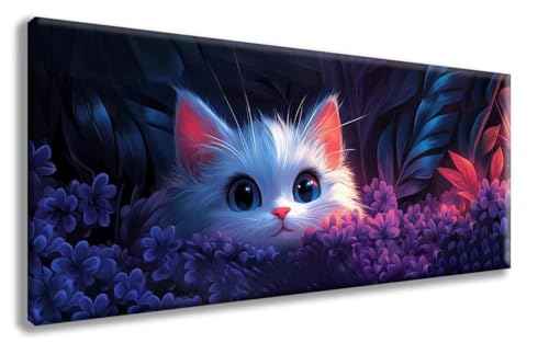 Katze Diamond Painting, Blume Diamond Painting Erwachsene Groß XXL 70x140cm, 5D Runder Vollbohrer Diamant Crystal Art Bastelnset, Mosaik Bastel Erwachsene für Deko Schlafzimmer, Geschenke -zzg250811 von ZZGBDWOU