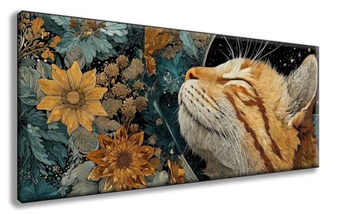 Katze Diamond Painting, Blumen Diamond Painting Erwachsene Groß XXL (30x60 cm), 5D Runder Vollbohrer Diamant Crystal Art Bastelnset, Mosaik Bastel Erwachsene für Deko Schlafzimmer -zzg250810MVZ von ZZGBDWOU