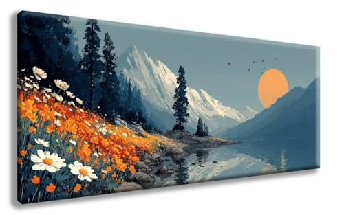 Landschaft Diamond Painting, Sonne Diamond Painting Erwachsene Groß XXL 70x140 cm, 5D Runder Vollbohrer Diamant Crystal Art Bastelnset, Mosaik Bastel Erwachsene für Deko Schlafzimmer -zzg25080R von ZZGBDWOU