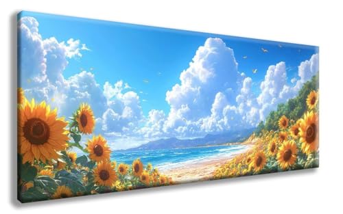 Landschaft Diamond Painting, Sonnenblume Diamond Painting Erwachsene Groß XXL 100x300 cm, 5D Runder Vollbohrer Diamant Crystal Art Bastelnset, Mosaik Bastel Erwachsene für Deko Schlafzimmer -zzg25080D von ZZGBDWOU