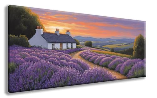 Lavendel Diamond Painting, Landschaft Diamond Painting Erwachsene Groß XXL (70x140 cm), 5D Runder Vollbohrer Diamant Crystal Art Bastelnset, Mosaik Bastel Erwachsene für Deko Schlafzimmer -zzg250871 von ZZGBDWOU
