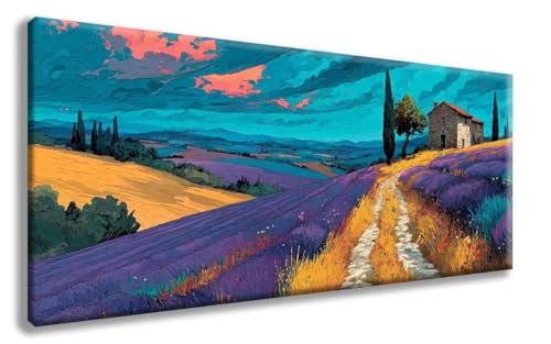 Lavendel Diamond Painting, Landschaft Diamond Painting Erwachsene Groß XXL 100x300cm, 5D Runder Vollbohrer Diamant Crystal Art Bastelnset, Mosaik Bastel Erwachsene für Deko Schlafzimmer -zzg2508Z2 von ZZGBDWOU