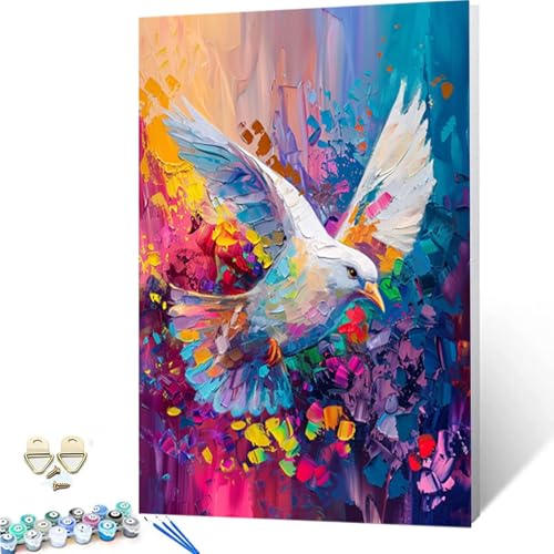 Paint by Numbers Taube Malen Nach Zahlen XXL 100x135CM, Painting by Numbers Vogel Malen Nach Zahlen Erwachsene mit 3 Pinseln, Acrylfarben & Knitterfreier Leinwand für Wanddeko, Geschenke -252g87 von ZZGBDWOU