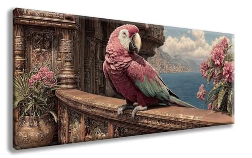 Papagei Diamond Painting, Blume Diamond Painting Erwachsene Groß XXL (50x100 cm), 5D Runder Vollbohrer Diamant Crystal Art Bastelnset, Mosaik Bastel Erwachsene für Deko Schlafzimmer -zzg2508I0CU8 von ZZGBDWOU
