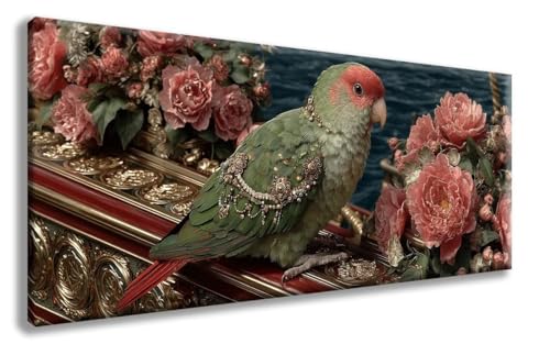 Papagei Diamond Painting, Blume Diamond Painting Erwachsene Groß XXL 100x300cm, 5D Runder Vollbohrer Diamant Crystal Art Bastelnset, Mosaik Bastel Erwachsene für Deko Schlafzimmer -zzg250808X46 von ZZGBDWOU