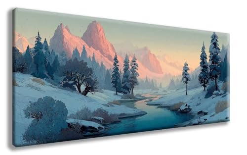 Winter Diamond Painting, Landschaft Diamond Painting Erwachsene Groß XXL (70x140 cm), 5D Runder Vollbohrer Diamant Crystal Art Bastelnset, Mosaik Bastel Erwachsene für Deko Schlafzimmer -zzg2508TZ von ZZGBDWOU