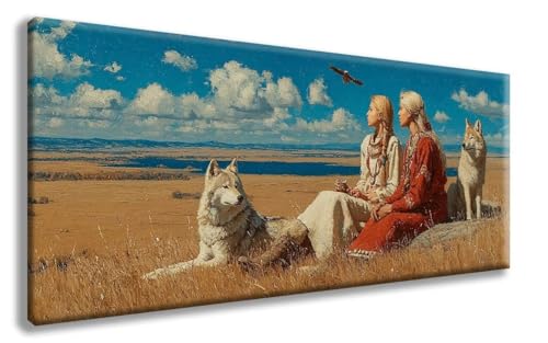 Wolf Diamond Painting, Wiese Diamond Painting Erwachsene Groß XXL (50x100 cm), 5D Runder Vollbohrer Diamant Crystal Art Bastelnset, Mosaik Bastel Erwachsene für Deko Schlafzimmer, Geschenke -zzg2508OQ von ZZGBDWOU