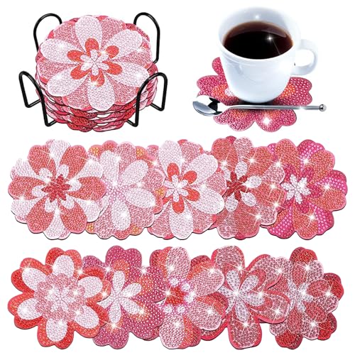 Diamond Painting Untersetzer with Halter,10 Pcs 5D DIY-Valentine's Day Flower Coasters mit Rutschfester Korkbasis,Wiederverwendet Diamant Tassenuntersetzer für Erwachsene und Anfänger Diamond Painting Untersetzer with Halter,10 Pcs 5D DIY-Valentine's Day Flower Coasters mit Rutschfester Korkbasis,Wiederverwendet Diamant Tassenuntersetzer für Erwachsene und Anfänger von ZZHBSR