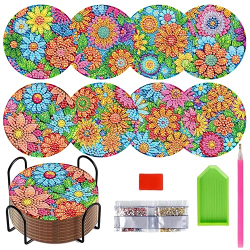 ZZHBSR Diamond Painting Untersetzer,Diamant Tassenuntersetzer 8 Stück Blume DIY Set, Diamant Malerei Coasters Kits with Holder rutschfest hitzebeständig Geeignet für Familien Restaurant ZZHBSR Diamond Painting Untersetzer,Diamant Tassenuntersetzer 8 Stück Blume DIY Set, Diamant Malerei Coasters Kits with Holder rutschfest hitzebeständig Geeignet für Familien Restaurant von ZZHBSR