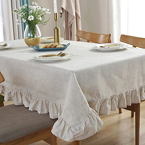 Baumwolle Und Leinen Tischdecke, Waschbar Einfarbig Rüsche Tischdecke, Für Küche, Garten, Wohnzimmer, Esszimmer Dekoration, Frischer Stil-A||140x260cm Baumwolle Und Leinen Tischdecke, Waschbar Einfarbig Rüsche Tischdecke, Für Küche, Garten, Wohnzimmer, Esszimmer Dekoration, Frischer Stil-A||140x260cm von ZZHEXIN