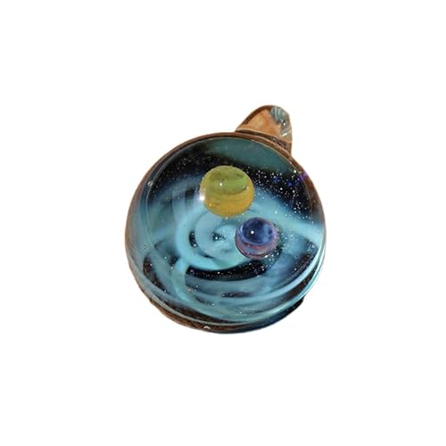 Cosmic Sternenhimmel Glasperlen Paar Geschenk Halskette DIY Farbverlauf Doppelperlen Sternenhimmel Kugeln (blaue Seide Doppelkugel auf dunkelblauem Hintergrund) von ZZHIWEENHUJPOD