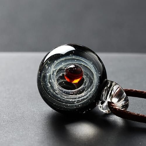 Glaskugel mit Sternenhimmel-Universum, Ozeanauge, Kristall-Ornament, exotisches Universum, Sternenhimmel-Geschenk (lila Perlen auf schwarzem Hintergrund) von ZZHIWEENHUJPOD