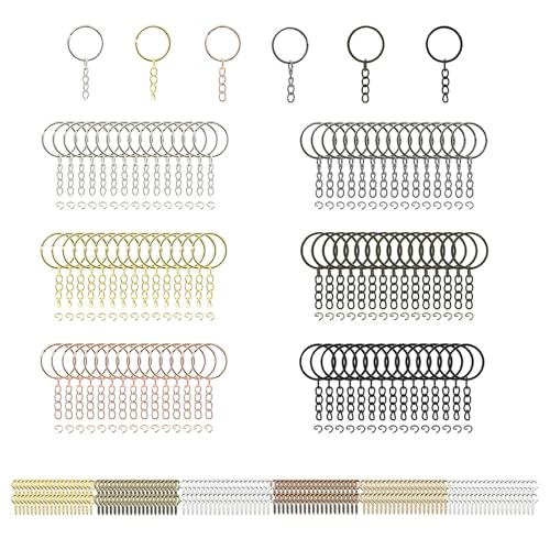 ZZHXSM 360-teiliges Schlüsselanhänger-Bastelset, enthält 90 offene Binderinge, 180 kleine Schraubösen für DIY-Schlüsselanhänger-Zubehör (25 mm, verschiedene Farben) von ZZHXSM