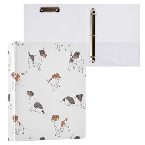 Jack Russell Terriers 3-Ringbuch 3,8 cm mit Klemmbrett-Taschen für Schule, 3 Löcher, Büroordner, 1 Stück von ZZKKO