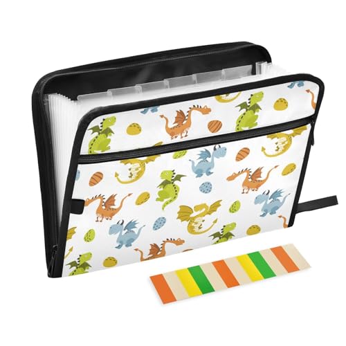 Lustige Dokumentenmappe mit Cartoon-Drachen, Kunststoffordner mit 13 Taschen, erweiterbarer Aktenordner für Dokumente, Schule, Studenten, Büro, ästhetischer Ordner mit Etiketten, A4, Briefgröße Lustige Dokumentenmappe mit Cartoon-Drachen, Kunststoffordner mit 13 Taschen, erweiterbarer Aktenordner für Dokumente, Schule, Studenten, Büro, ästhetischer Ordner mit Etiketten, A4, Briefgröße von ZZKKO