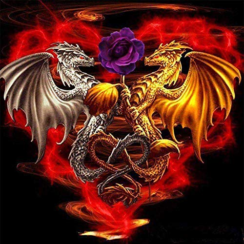 5D Diamond Painting Kit,DIY 5d Diamant malerei Kits, Drache und lila Rose Diamant Painting Kit für Erwachsene, Malen nach Zahlen Diamant Craft Home Wand-Decor 40 x 30 cm 5D Diamond Painting Kit,DIY 5d Diamant malerei Kits, Drache und lila Rose Diamant Painting Kit für Erwachsene, Malen nach Zahlen Diamant Craft Home Wand-Decor 40 x 30 cm von ZZLSWO