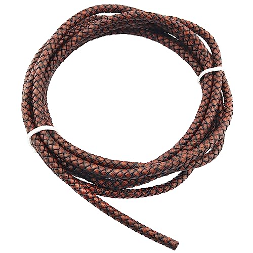 Geflochtene Bolo-Lederschnur ZZLZX 1,8 m / 2 Yards 5,0 mm Vintage Kaffee Echtes Leder Bolo geflochtene Lederschnur für die Herstellung von Armband und Schmuck von ZZLZX