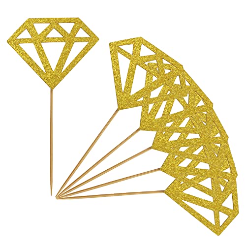ZZLZX Diamant-Cupcake-Topper mit Diamant-Design, 100 Stück, Gold-Glitzer, Diamant-Ring, Donut-Topper für Brautparty, Verlobung, Party-Dekorationen, Cupcake-Plektrum ZZLZX Diamant-Cupcake-Topper mit Diamant-Design, 100 Stück, Gold-Glitzer, Diamant-Ring, Donut-Topper für Brautparty, Verlobung, Party-Dekorationen, Cupcake-Plektrum von ZZLZX