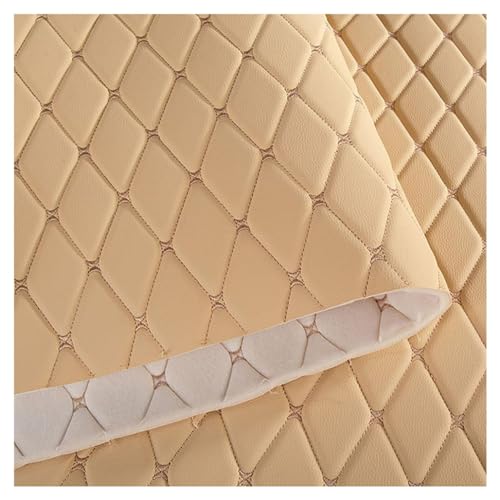 Kunstleder Gesteppt Meterware Polsterstoff Möbelstoff Kaschiert Leder Stoff Bezugsstoff Lederoptik Als Sitzbezug(Cream,1.6X4m) von ZZLZYQ
