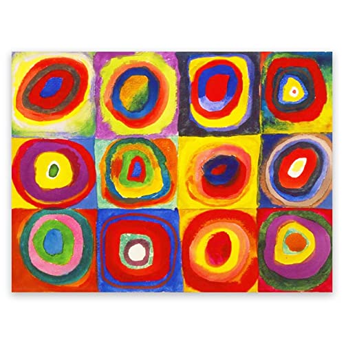 Wassily Kandinsky Wandkunst – Quadrate mit konzentrischen Kreisen Poster – Feine Kunstdrucke – Abstrakte Leinwand Wandkunst Bunte Malerei für Wohnzimmer Schlafzimmer Wohnkultur ungerahmt (30 x 40 cm) von ZZPT