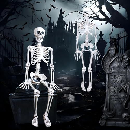 ZZQVIP 2er Set Halloween Skelett 40cm – Bewegliches Skelett mit Gelenken, Realistische Knochen Dekoration für Halloween Garten, Veranda, Haustür, Innen- und Außendeko, Party und Spukhaus ZZQVIP 2er Set Halloween Skelett 40cm – Bewegliches Skelett mit Gelenken, Realistische Knochen Dekoration für Halloween Garten, Veranda, Haustür, Innen- und Außendeko, Party und Spukhaus von ZZQVIP