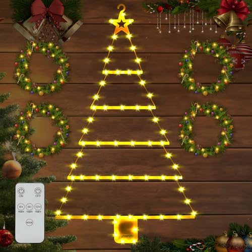 ZZQVIP LED Weihnachtsbaum Lichterkette, 8 Modi und Timer Batteriebetrieben Weihnachtsbeleuchtung Innen und Außen, Wasserdicht, 85 cm, Weihnachts Fensterdeko LED für Garten & Partys （Trapez） von ZZQVIP